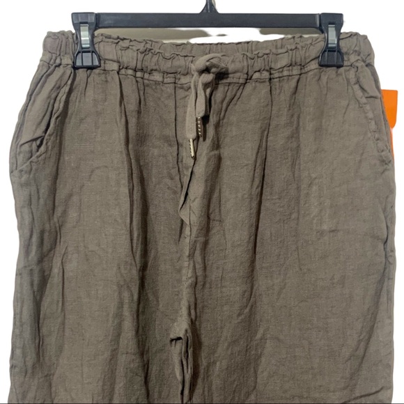 Superbelle Italy 100% linen Lagenlook pants w embroidery. Sz M NWT - Picture 3 of 9